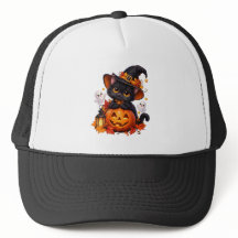 Zwarte Kat Halloween Pompoen Hoed