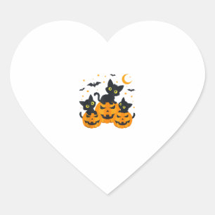Zwarte kat Halloween pompoen Spooky Night Hart Sticker