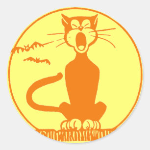  zwarte kat Halloween Ronde Sticker