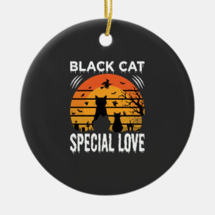 Zwarte Kat Halloween Speciale Liefde Gotisch Ontwe Keramisch Ornament