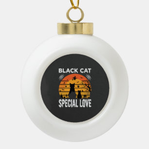 Zwarte Kat Halloween Speciale Liefde Gotisch Ontwe Keramische Bal Ornament
