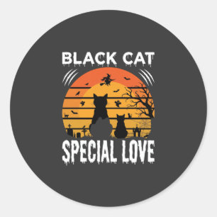 Zwarte Kat Halloween Speciale Liefde Gotisch Ontwe Ronde Sticker