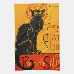 Zwarte Kat  Halloween Steinlen Poster Theedoek