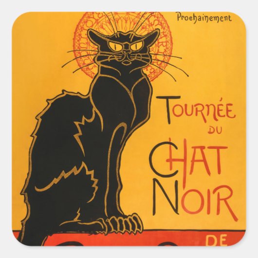 Zwarte Kat  Halloween Steinlen Poster Vierkante Sticker (Voorkant)