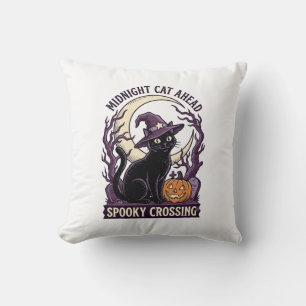 Zwarte Kat Halloween Vintage Gravure Pompoen Kat Kussen