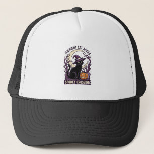Zwarte Kat Halloween Vintage Gravure Pompoen Kat  Trucker Pet