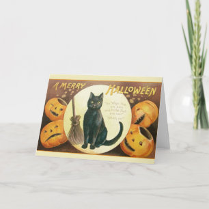 zwarte kat Halloween Wenskaart Kaart