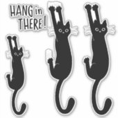 Zwarte Kat Hangend Aan | Grappige Kitty Vinyl Stic Sticker (Voorkant)
