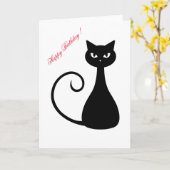 Zwarte kat Happy Birthday Kaart (Gele Bloem)