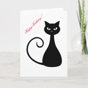 Zwarte kat Happy Birthday Kaart