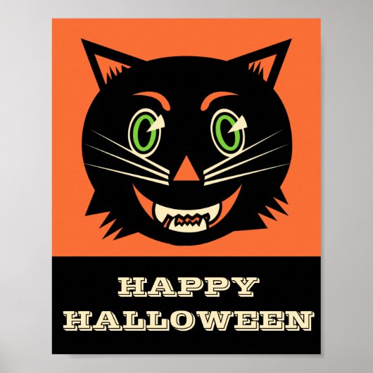  zwarte kat Happy Halloween Poster (Voorkant)