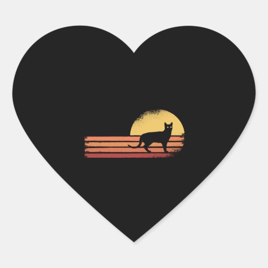 Zwarte kat hart sticker (Voorkant)