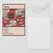 Zwarte kat, harten en harten,  visitekaartje (Voorkant / Achterkant)