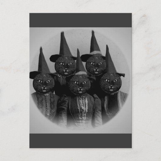 zwarte kat/heks briefkaart (Voorkant)