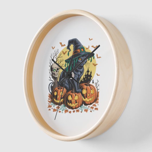 Zwarte kat heks enge Halloween pompoen oversized (Hoek)