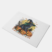 Zwarte kat heks enge Halloween pompoen oversized Deurmat (Schuin)