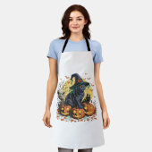 Zwarte kat heks enge Halloween pompoen oversized Schort (Gedragen)