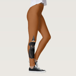 Zwarte Kat Heks Halloween Verbrand Oranje Leggings