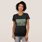 Zwarte kat heks halve maan t-shirt (Voorkant volledig)