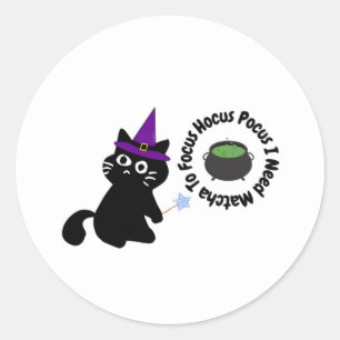 Zwarte kat heks Matcha Sticker