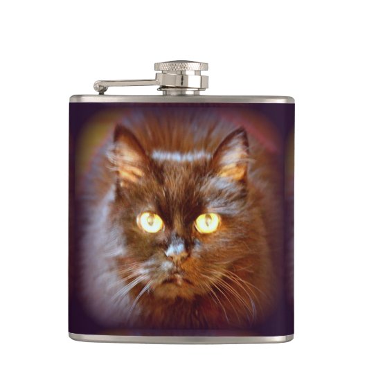 zwarte kat heupfles (Voorkant)