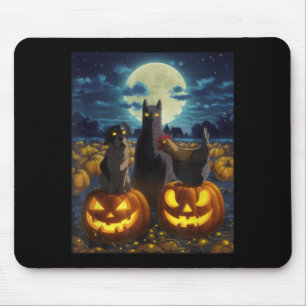 Zwarte Kat Hond Kip Halloween Pompoen Griezelig Muismat