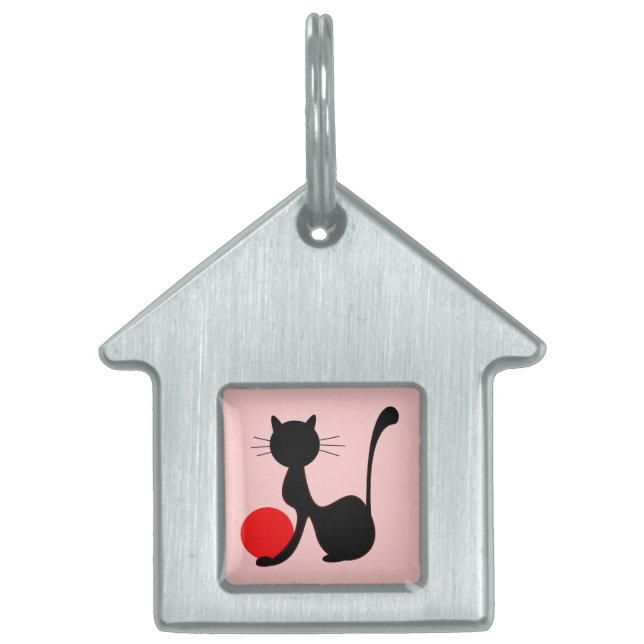 Zwarte Kat Hondenpenning Huisdieren Naamplaatje (Voorkant)