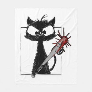 Zwarte Kat Honkbal Horror Halloween Fleece Deken