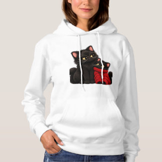 Zwarte kat hoodie met bril - Knuffelige zwarte kat
