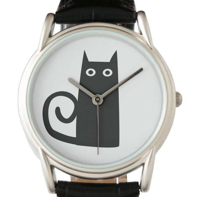 Zwarte kat horloge (Fun Black Cat watch for animal lovers)
