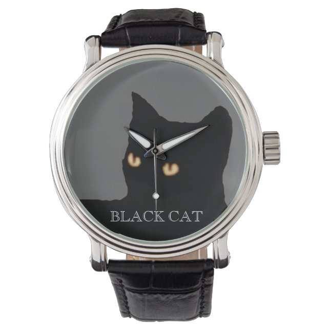 zwarte kat horloge (Voorkant)