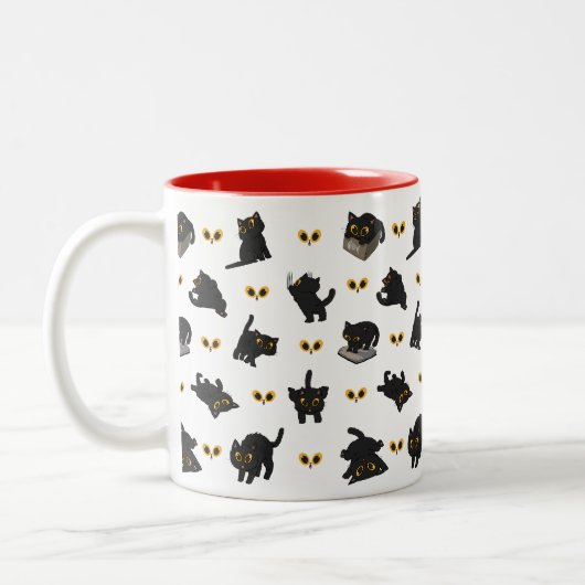ZWARTE KAT HOUDING TWEEKLEURIGE KOFFIEMOK (Links)