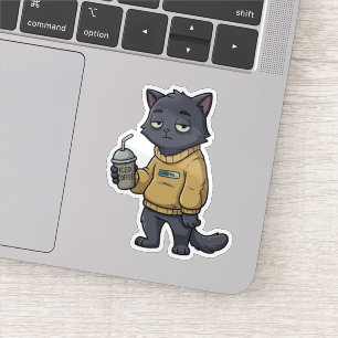 Zwarte Kat Iced Coffee Introvert Sticker Laden