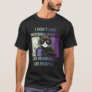 Zwarte Kat Ik Haat Ochtenden en Mensen Introvert F T-shirt