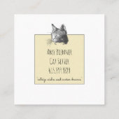 Zwarte Kat Illustratie Kattenverzorging Vierkante Visitekaartje (Achterkant)