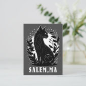 Zwarte kat illustratie | Salem Briefkaart (Staand voorkant)