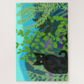Zwarte kat in de tuin Puzzle Legpuzzel (Verticaal)