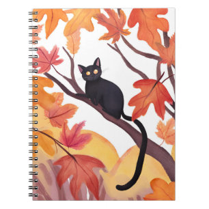 Zwarte Kat in een Boom Herfst Herfst Griezelig S Notitieboek