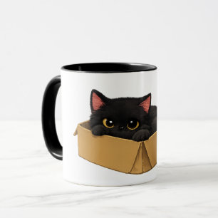 Zwarte Kat in een Doos Mok