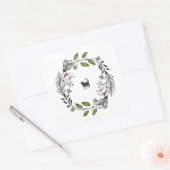 Zwarte kat in een krans Sticker zegel (Envelop)