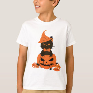 Zwarte kat in een pompoen, Halloween T-shirt
