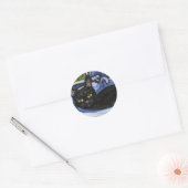 Zwarte kat in gootsteen ronde sticker (Envelop)
