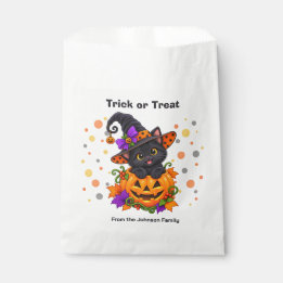 Zwarte Kat in Halloween Pompoen Custom Bedankzakje