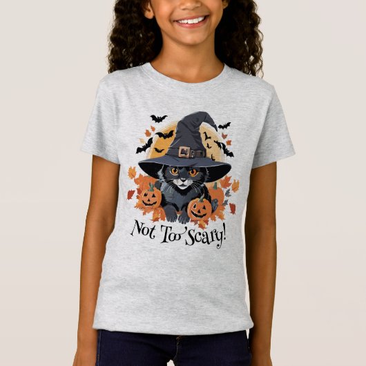 Zwarte kat in heks Pet Halloween T-shirt (Voorkant)
