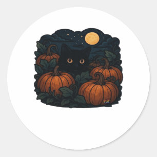 Zwarte kat in heks Pet - Matcha Latte Magic Classi Ronde Sticker