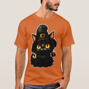 Zwarte kat in heksen Pet zwarte katten spooky hall T-shirt