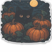 Zwarte kat in het klassieke T-shirt van Patch Sticker (Voorkant)