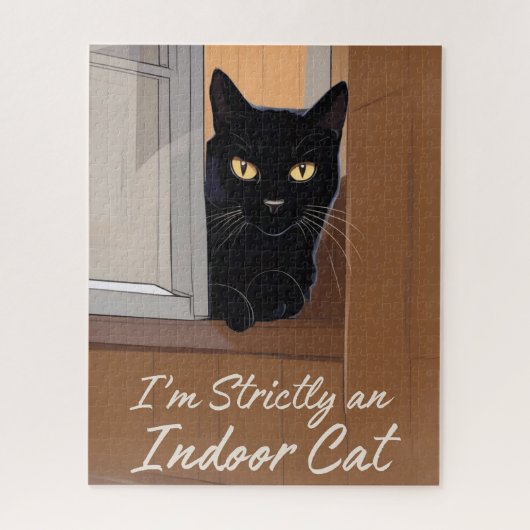 Zwarte kat in het venster legpuzzel (Verticaal)