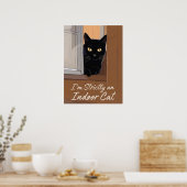 Zwarte kat in het venster poster (Keuken)