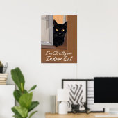 Zwarte kat in het venster poster (Thuiskantoor)